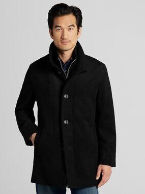 NEW Kenneth Cole
Wool Blend Car Coat with Bib